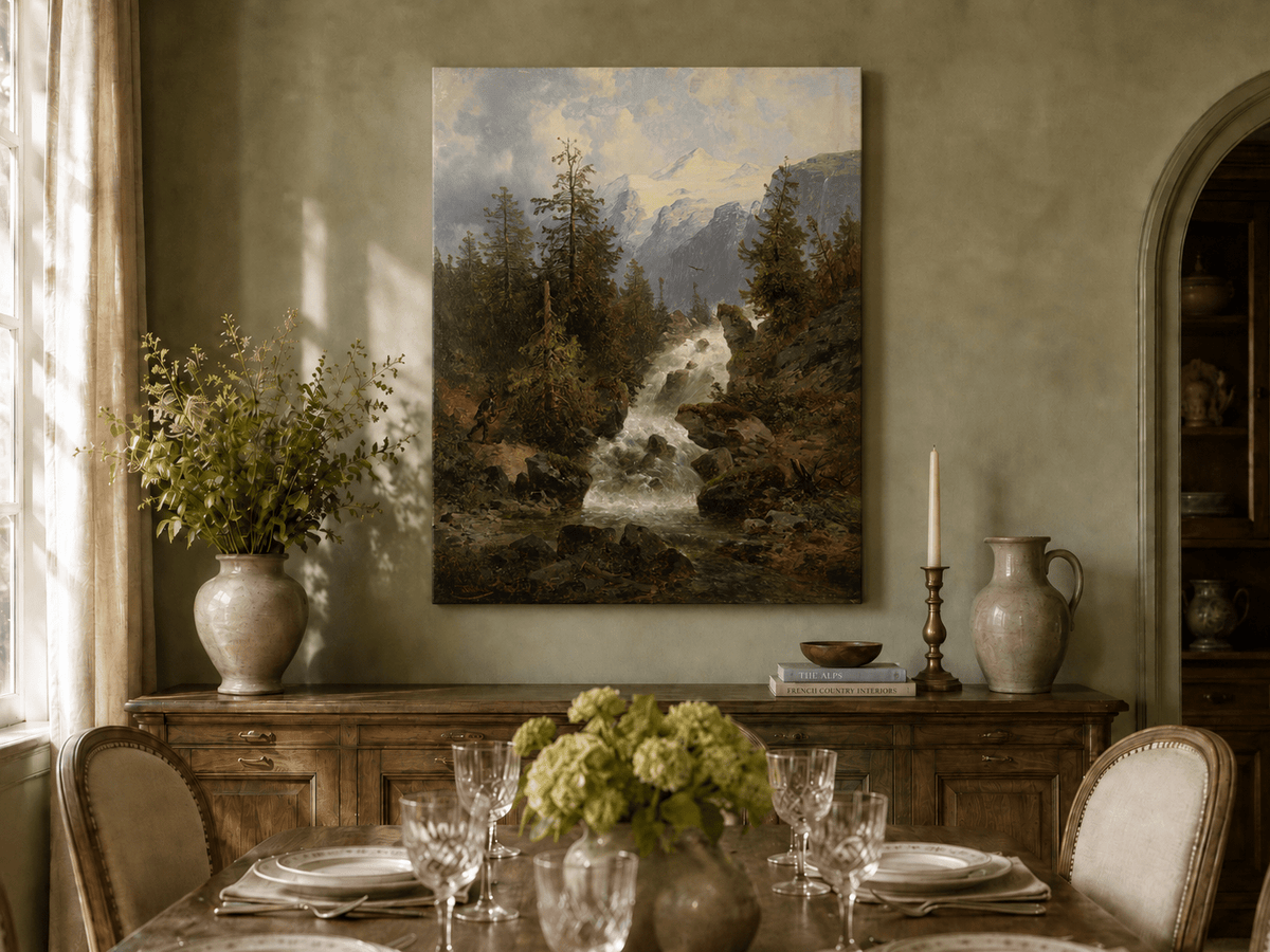 Peinture à l'huile de paysage - Ruisseau de montagne alpin