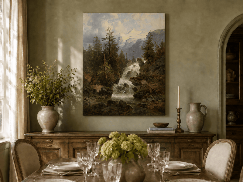 Peinture à l'huile de paysage - Ruisseau de montagne alpin