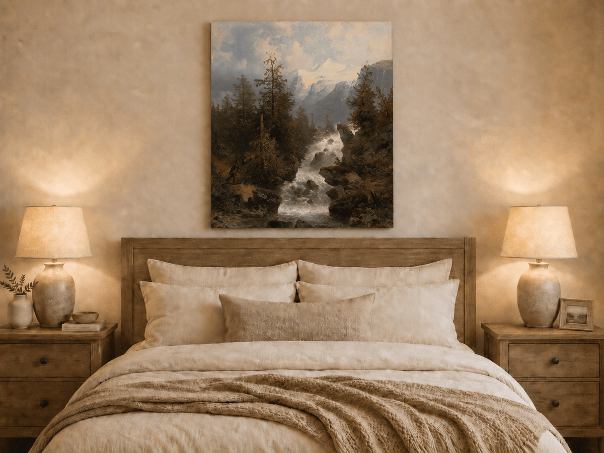 Peinture à l'huile de paysage - Ruisseau de montagne alpin