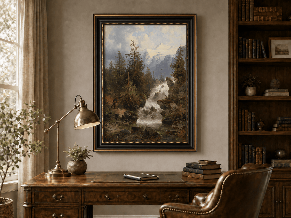 Peinture à l'huile de paysage - Ruisseau de montagne alpin