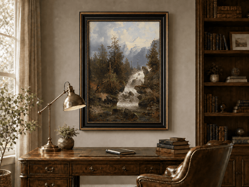Peinture à l'huile de paysage - Ruisseau de montagne alpin