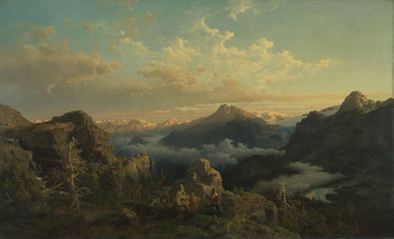 Landscape Oil Painting - Alpine Peaks Above a Cloud - Filled Valley - Oil Painting Haven