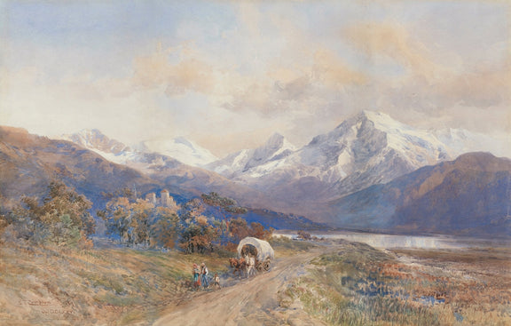 Landscape Oil Painting - Alpine Road and Snow Mountain Valley - Oil Painting Haven