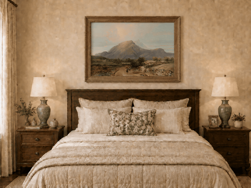 Landscape Oil Painting - Alpine Valley Path with Mountain Peak