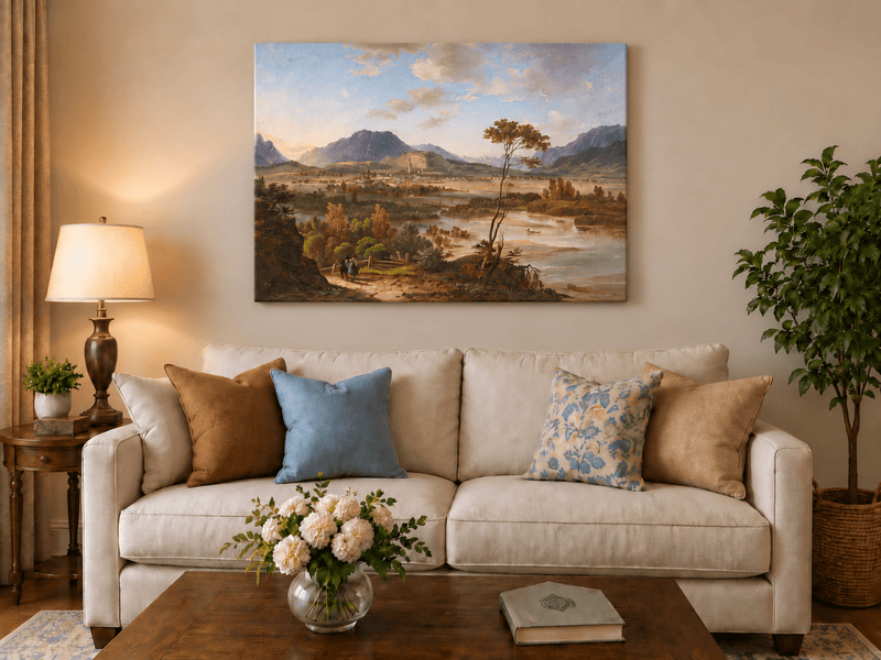 Landscape Oil Painting - Alpine Valley Town