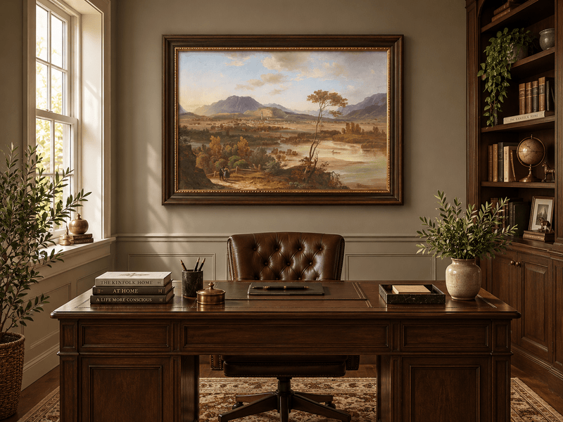 Landscape Oil Painting - Alpine Valley Town