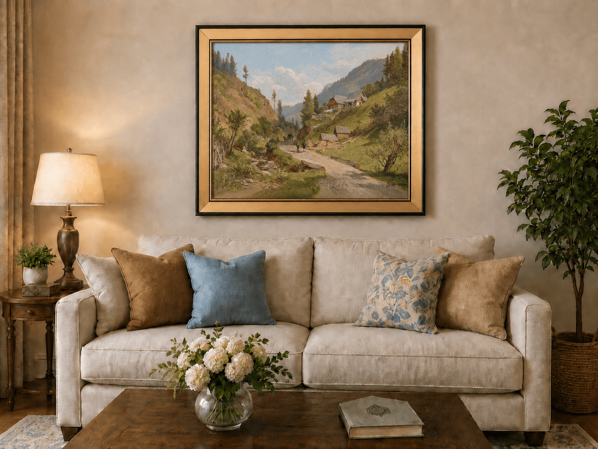 Landscape Oil Painting - Alpine Village Path