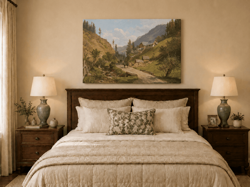 Landscape Oil Painting - Alpine Village Path