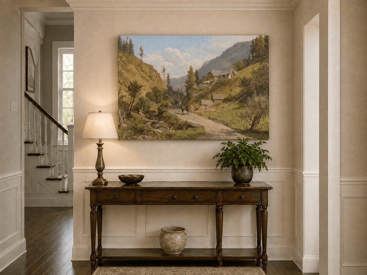 Landscape Oil Painting - Alpine Village Path
