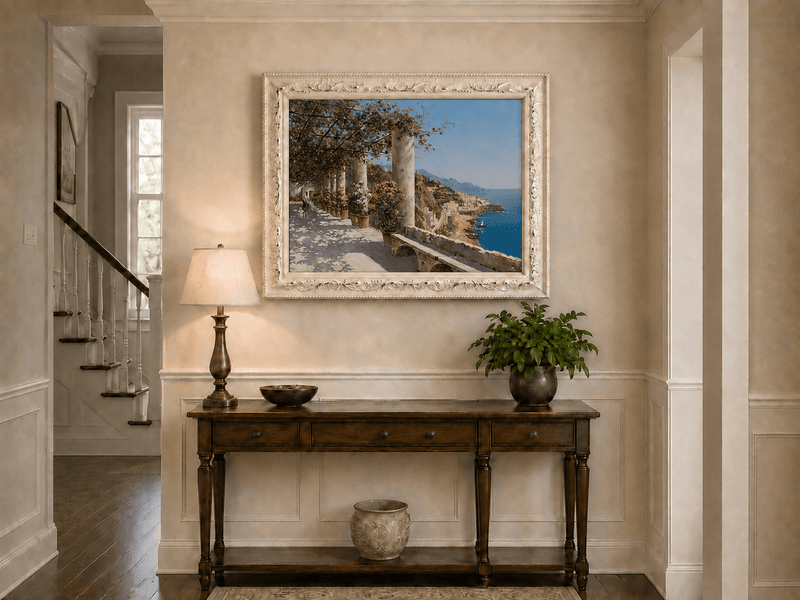 Landscape Oil Painting - Amalfi Coastal Terrace and Sea View