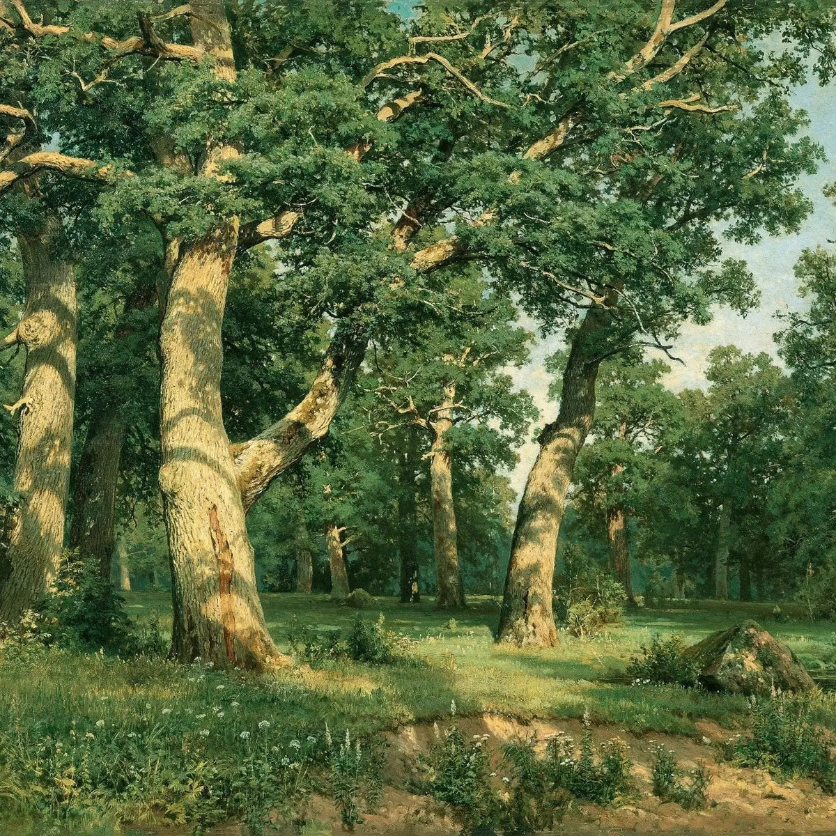 Landscape Oil Painting - Ancient Oak Forest Glade Wall Art - Oil Painting Haven