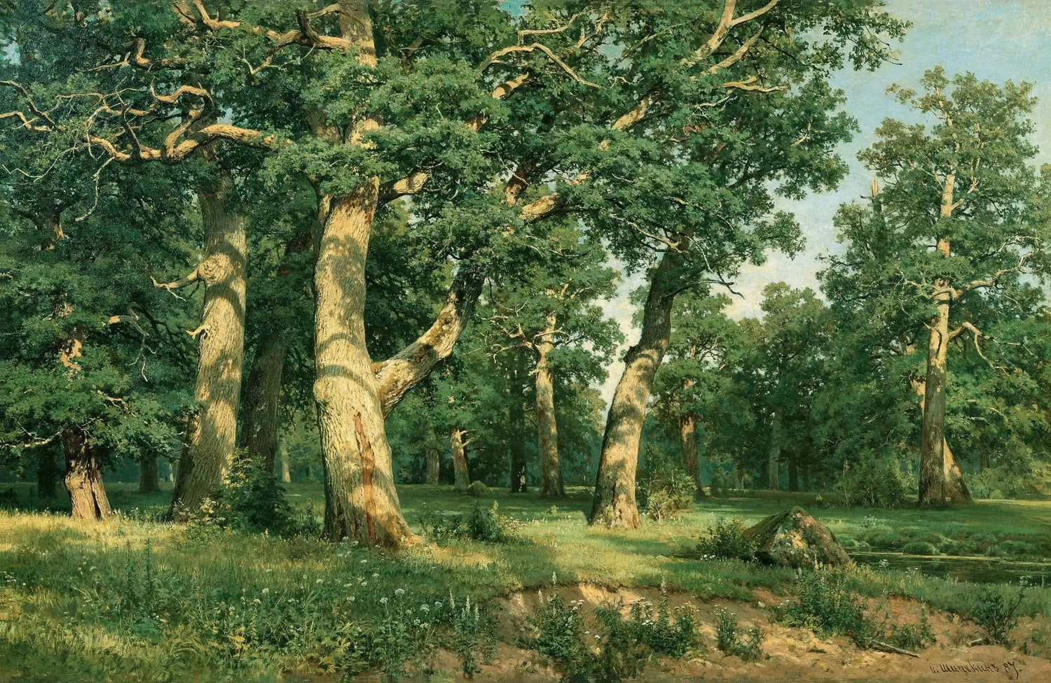 Landscape Oil Painting - Ancient Oak Forest Glade Wall Art - Oil Painting Haven