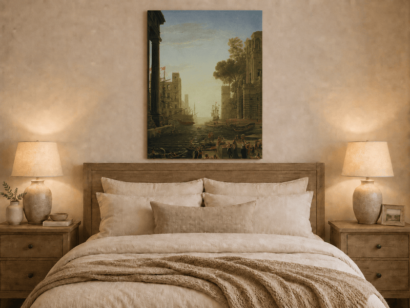 Landscape Oil Painting - Ancient Port Scene with Figures Wall Art