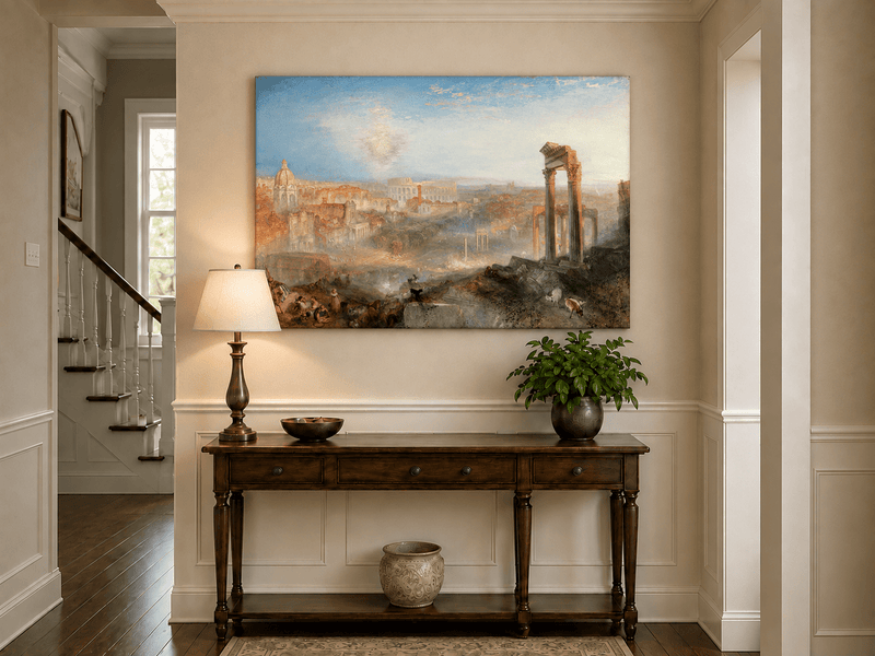 Landscape Oil Painting - Ancient Rome with Ruins & Figures
