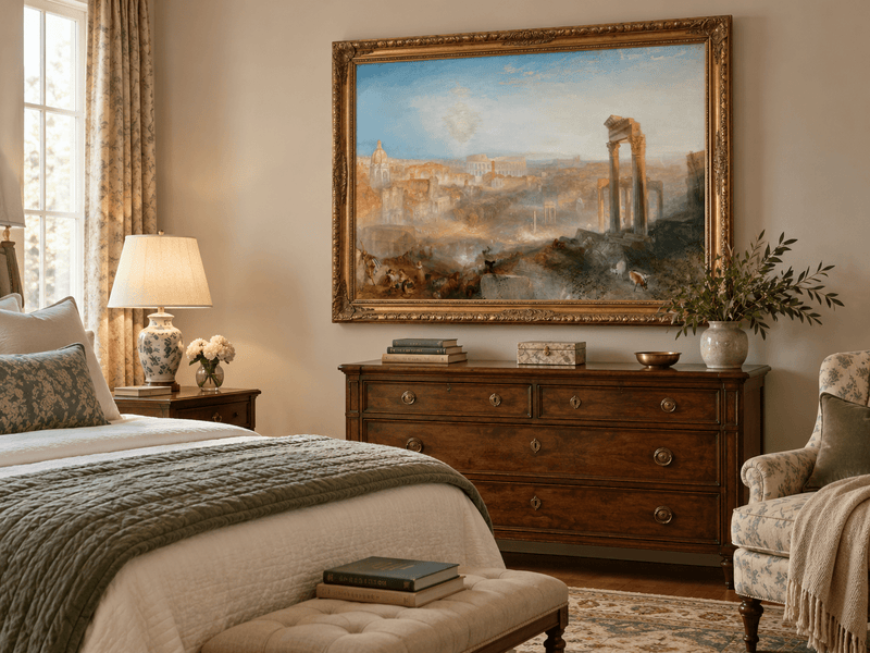Landscape Oil Painting - Ancient Rome with Ruins & Figures