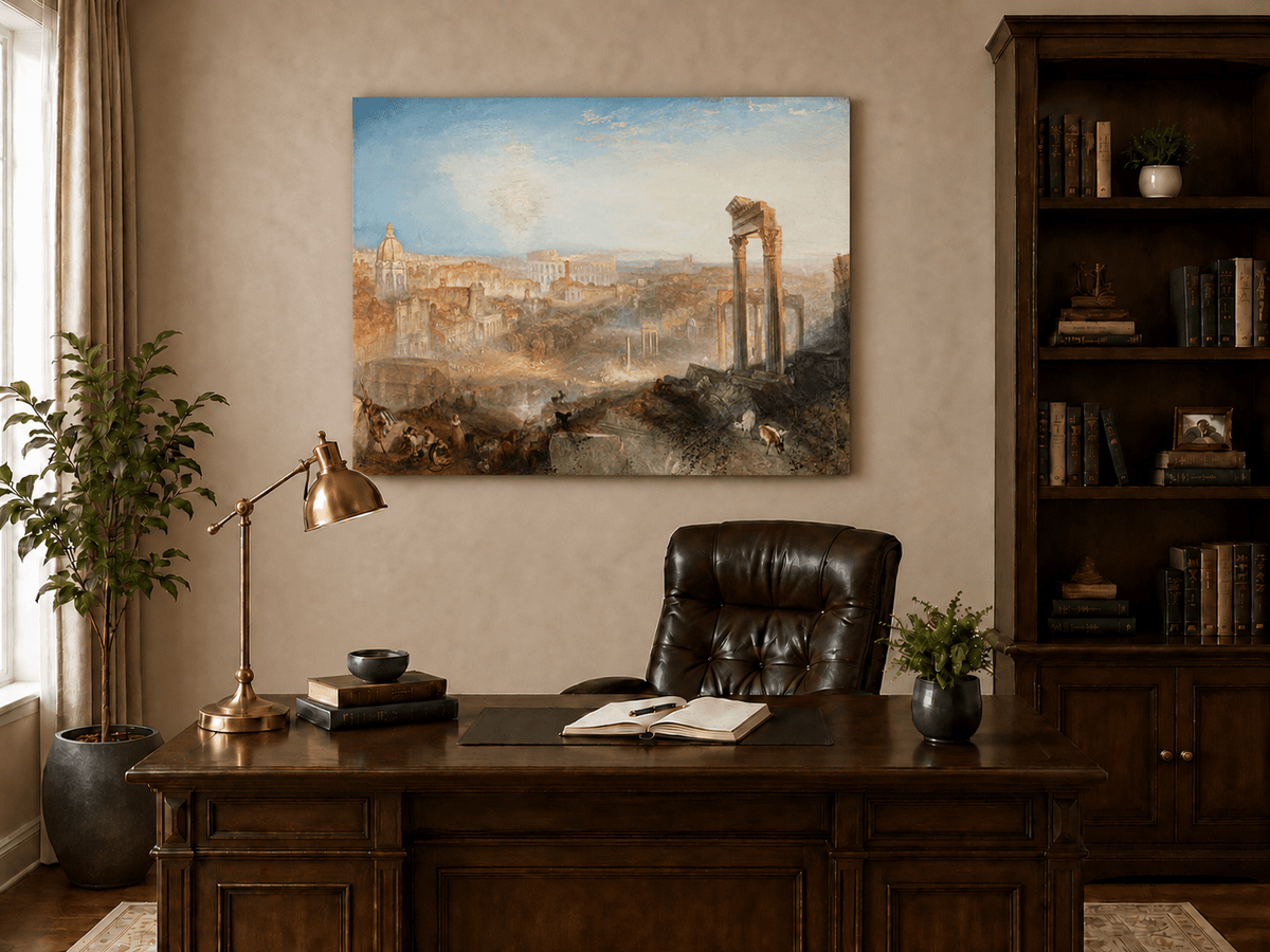 Landscape Oil Painting - Ancient Rome with Ruins & Figures