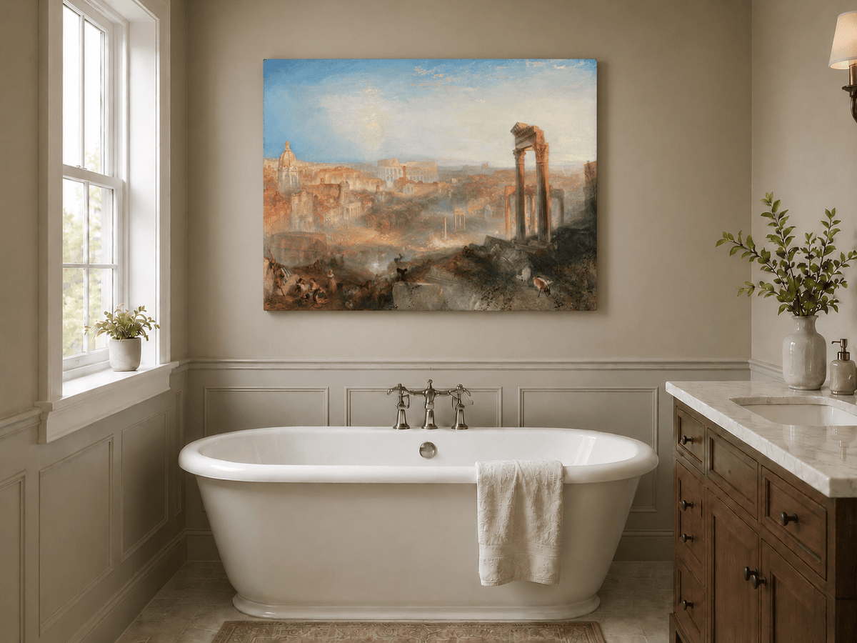Landscape Oil Painting - Ancient Rome with Ruins & Figures