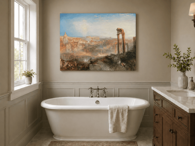 Landscape Oil Painting - Ancient Rome with Ruins & Figures