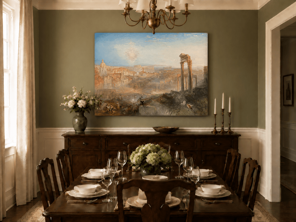 Landscape Oil Painting - Ancient Rome with Ruins & Figures