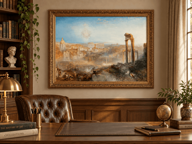 Landscape Oil Painting - Ancient Rome with Ruins & Figures