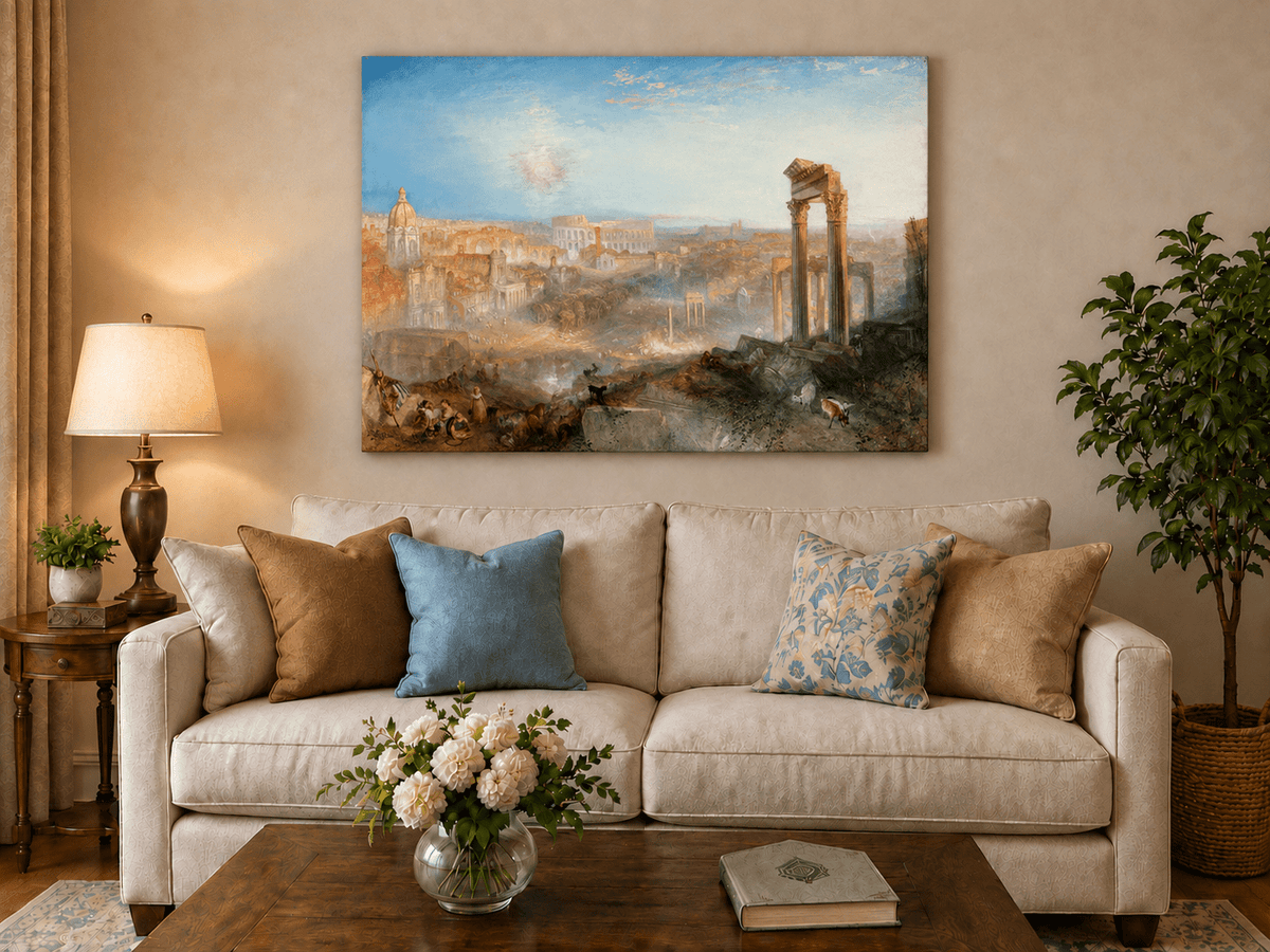 Landscape Oil Painting - Ancient Rome with Ruins & Figures