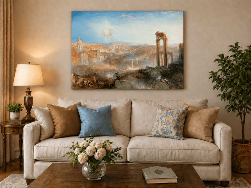 Landscape Oil Painting - Ancient Rome with Ruins & Figures