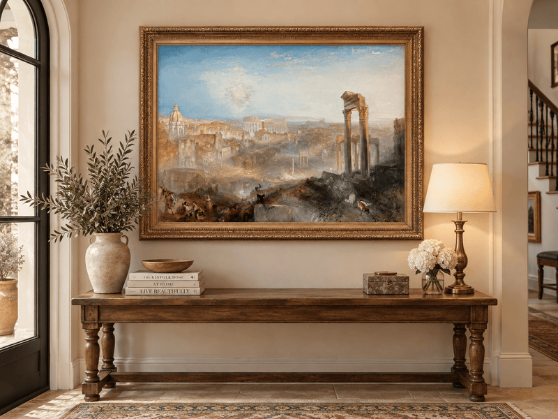 Landscape Oil Painting - Ancient Rome with Ruins & Figures