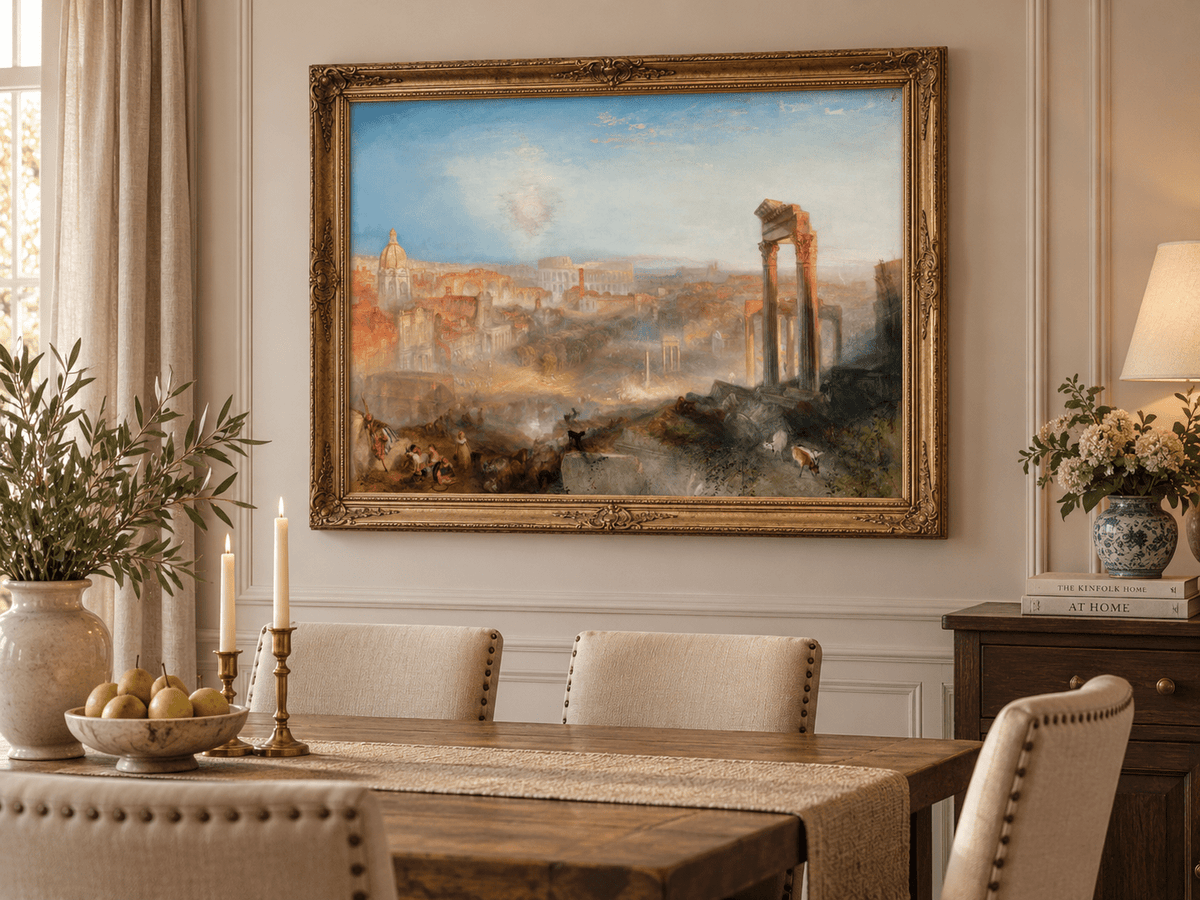 Landscape Oil Painting - Ancient Rome with Ruins & Figures