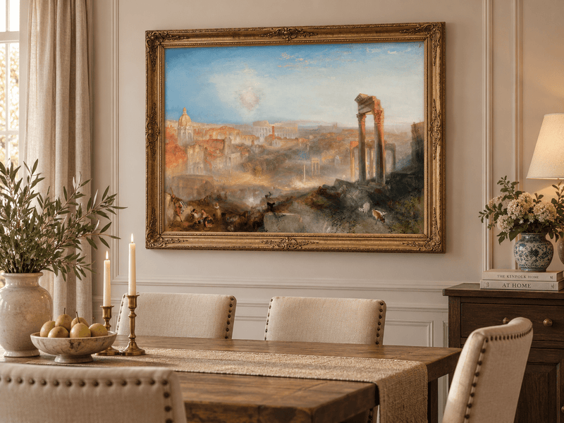 Landscape Oil Painting - Ancient Rome with Ruins & Figures