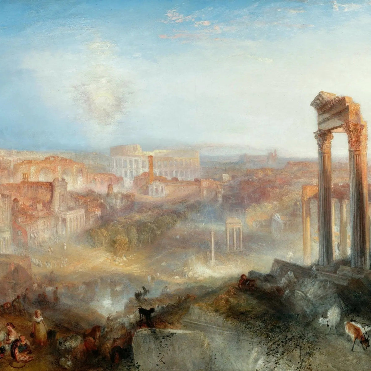 Landscape Oil Painting - Ancient Rome with Ruins & Figures - Oil Painting Haven