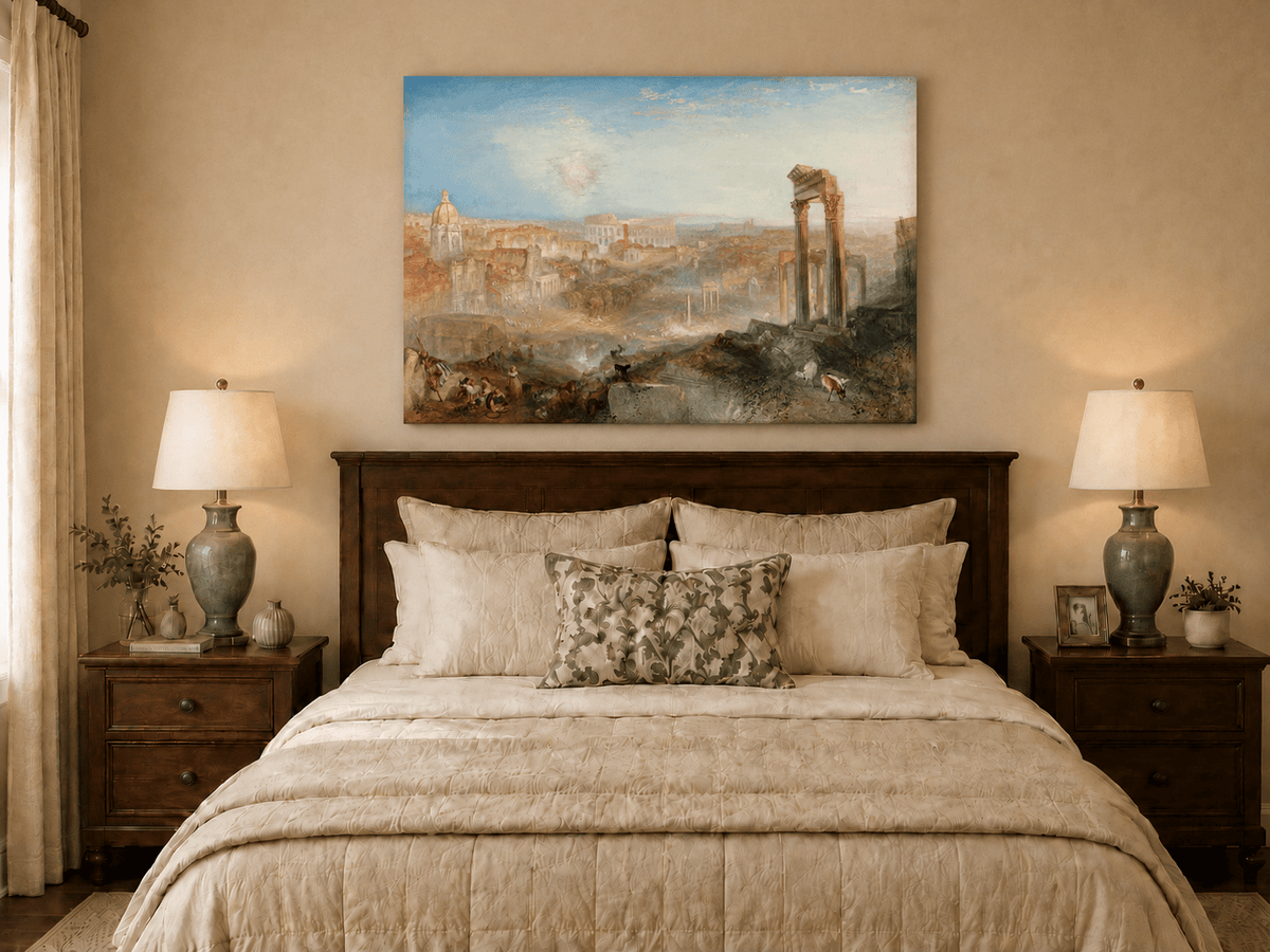 Landscape Oil Painting - Ancient Rome with Ruins & Figures