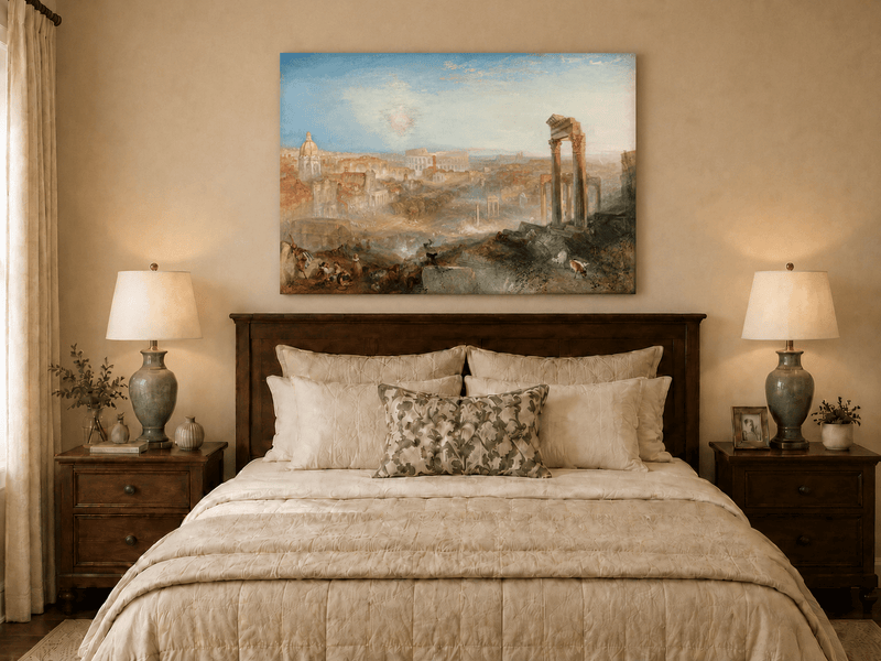 Landscape Oil Painting - Ancient Rome with Ruins & Figures