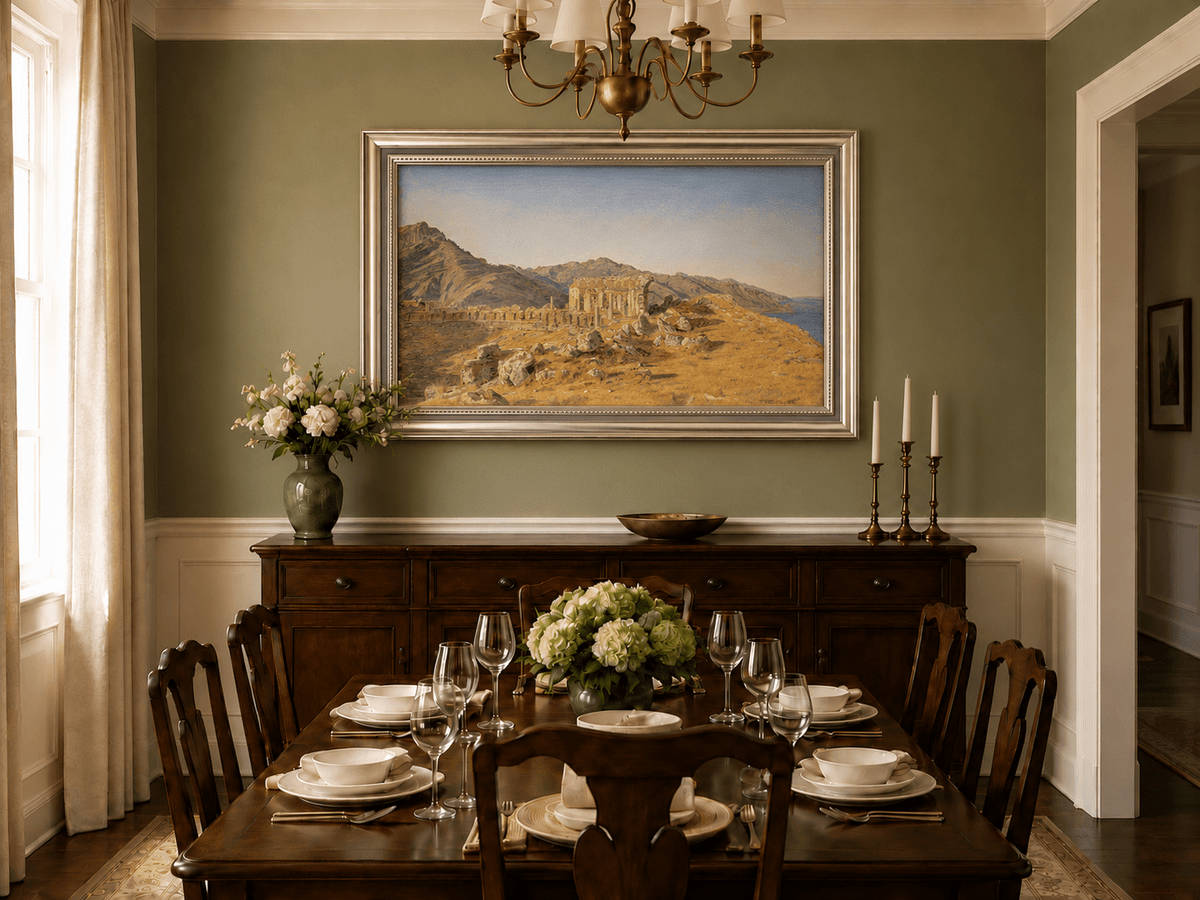 Landscape Oil Painting - Ancient Ruins in Mountain Landscape
