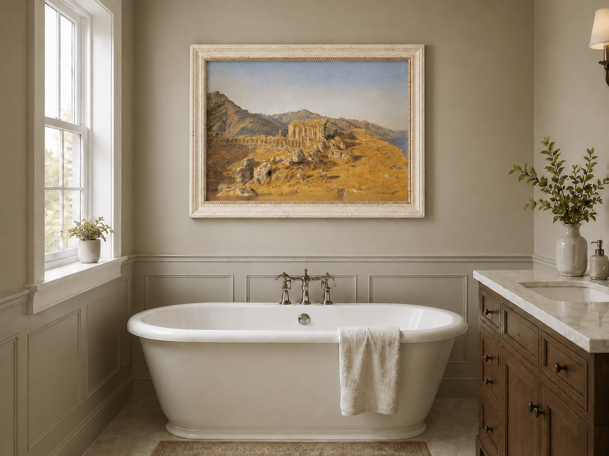 Landscape Oil Painting - Ancient Ruins in Mountain Landscape