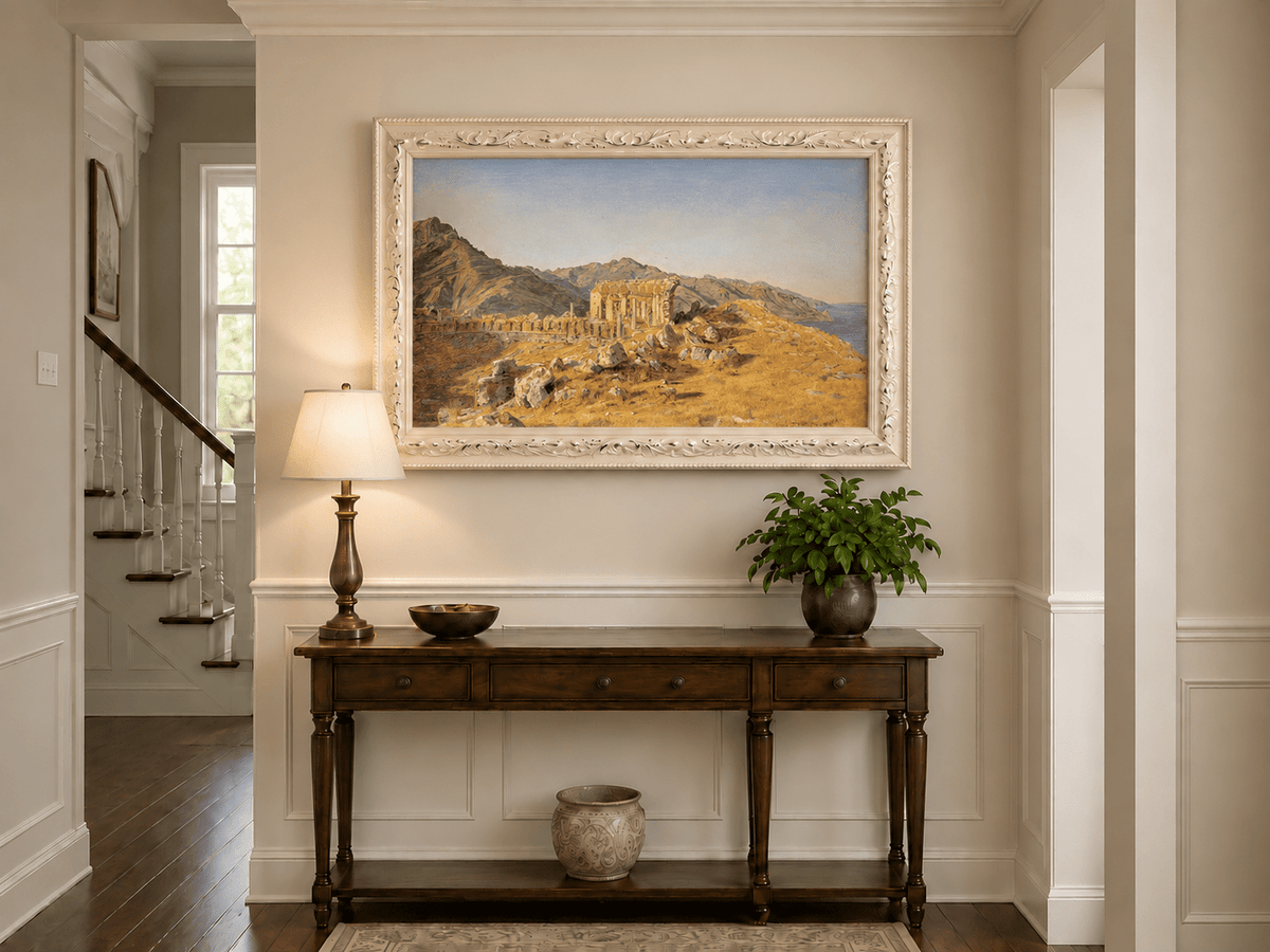 Landscape Oil Painting - Ancient Ruins in Mountain Landscape