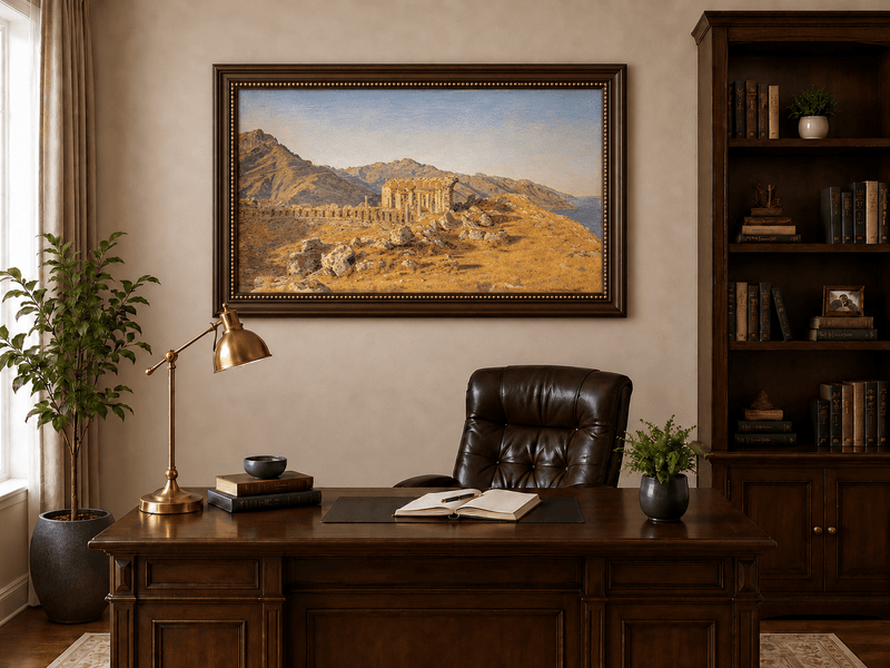 Landscape Oil Painting - Ancient Ruins in Mountain Landscape