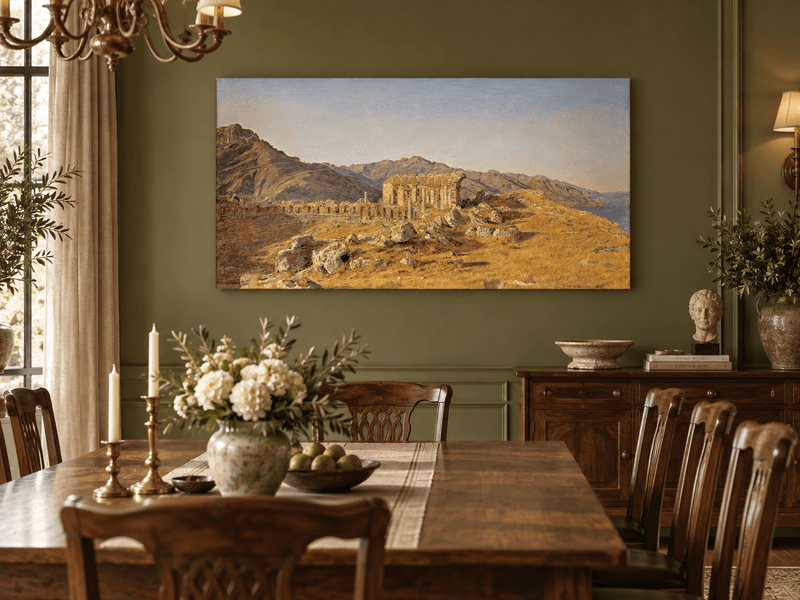 Landscape Oil Painting - Ancient Ruins in Mountain Landscape