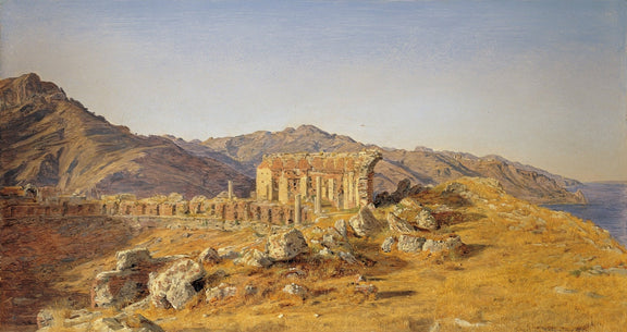 Landscape Oil Painting - Ancient Ruins in Mountain Landscape - Oil Painting Haven