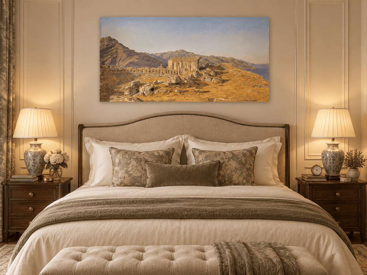 Landscape Oil Painting - Ancient Ruins in Mountain Landscape