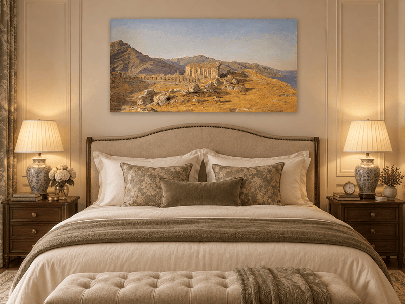 Landscape Oil Painting - Ancient Ruins in Mountain Landscape