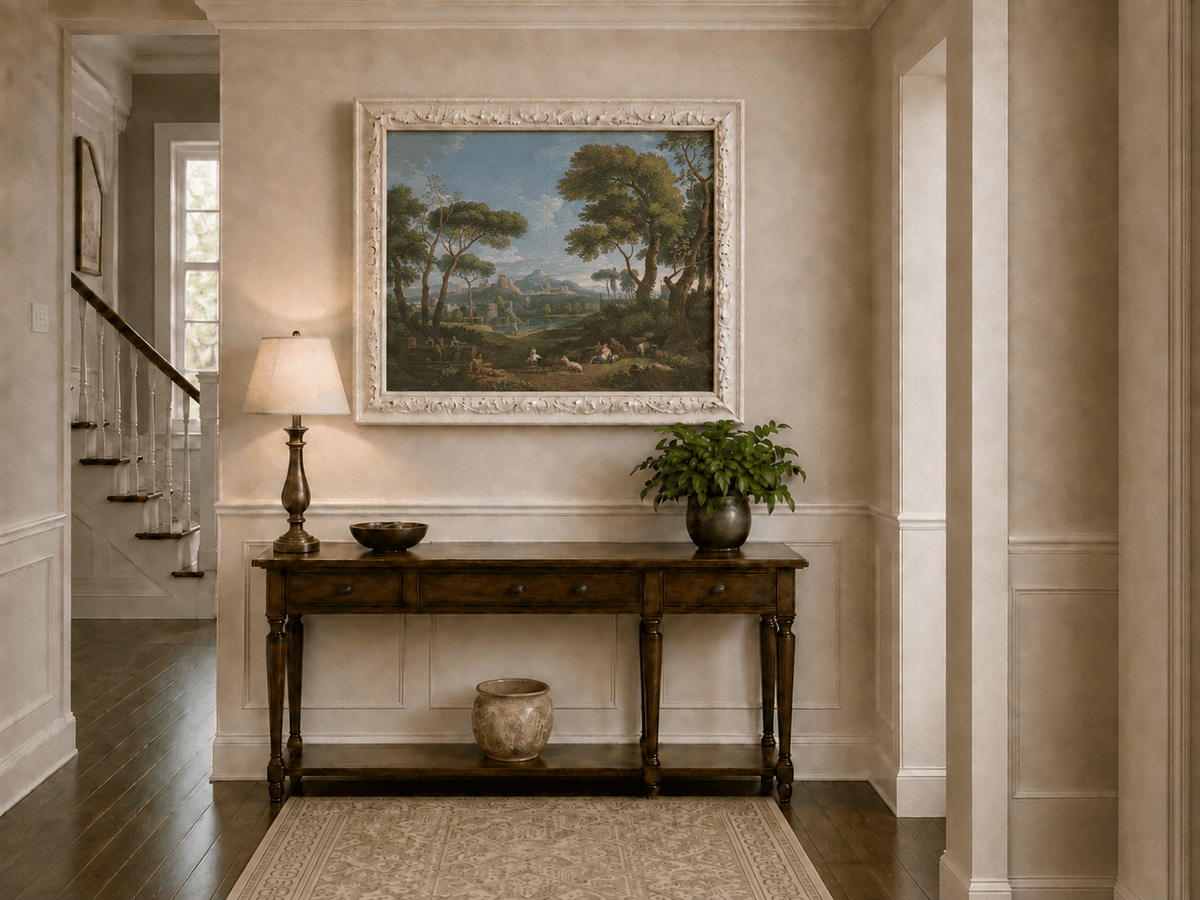 Landscape Oil Painting - Arcadian Pastoral with Figures