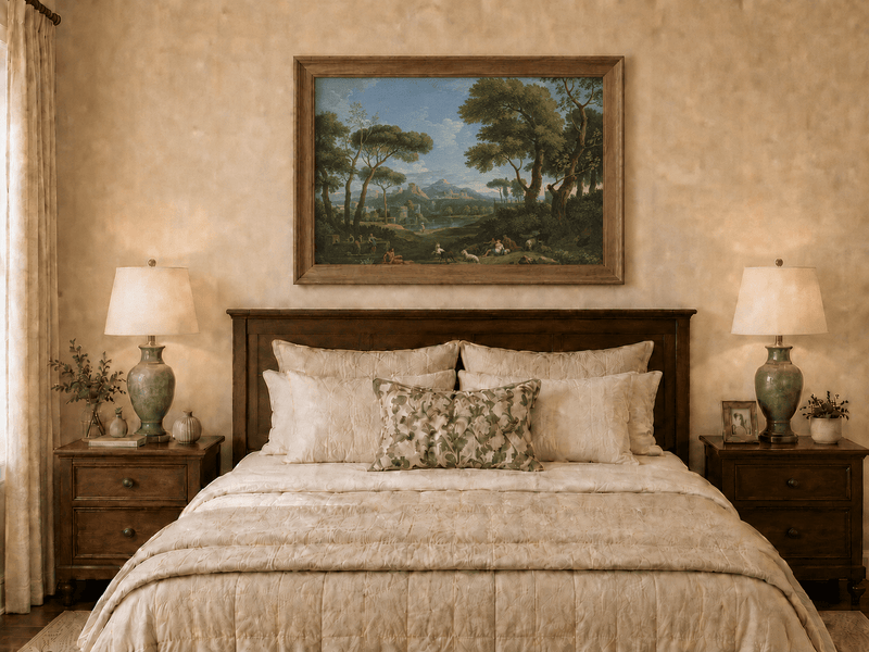 Landscape Oil Painting - Arcadian Pastoral with Figures