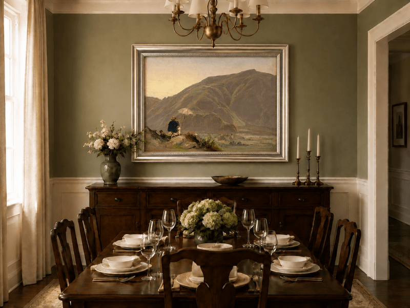 Pintura al óleo de paisaje - Artista pintando una vista de montaña