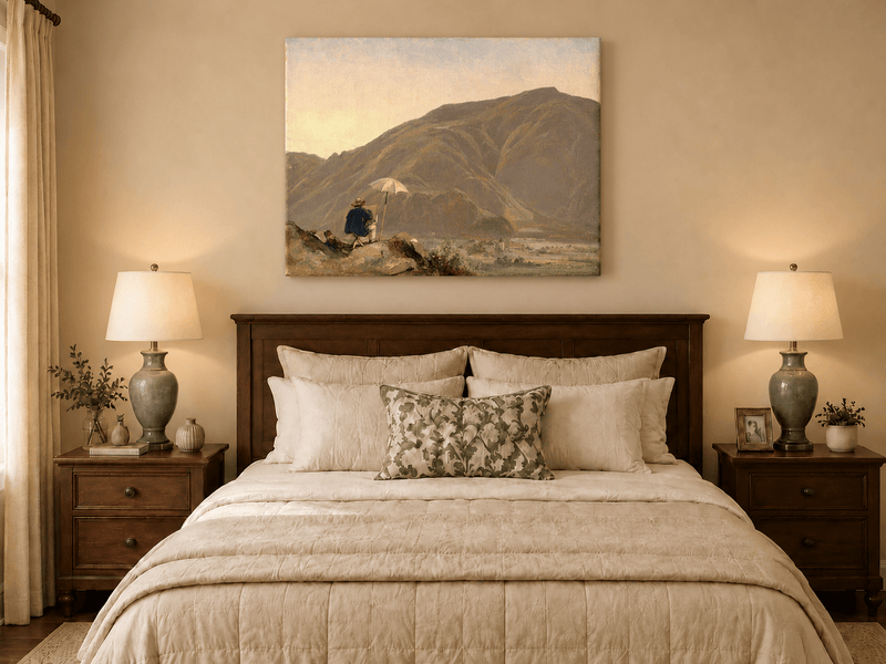 Pintura al óleo de paisaje - Artista pintando una vista de montaña