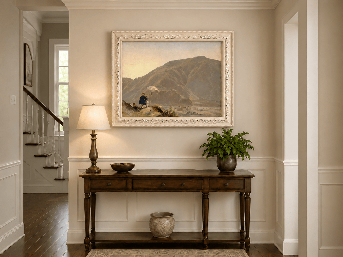 Pintura al óleo de paisaje - Artista pintando una vista de montaña