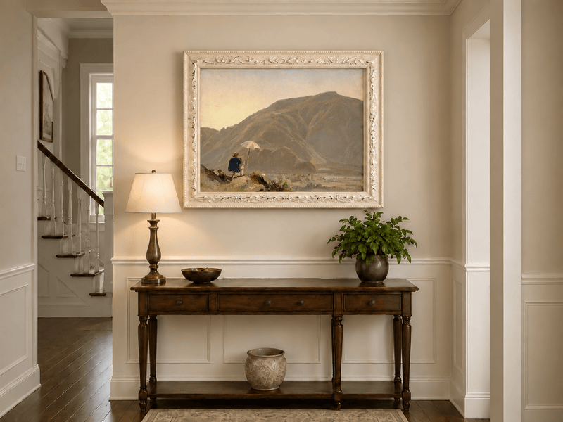Pintura al óleo de paisaje - Artista pintando una vista de montaña