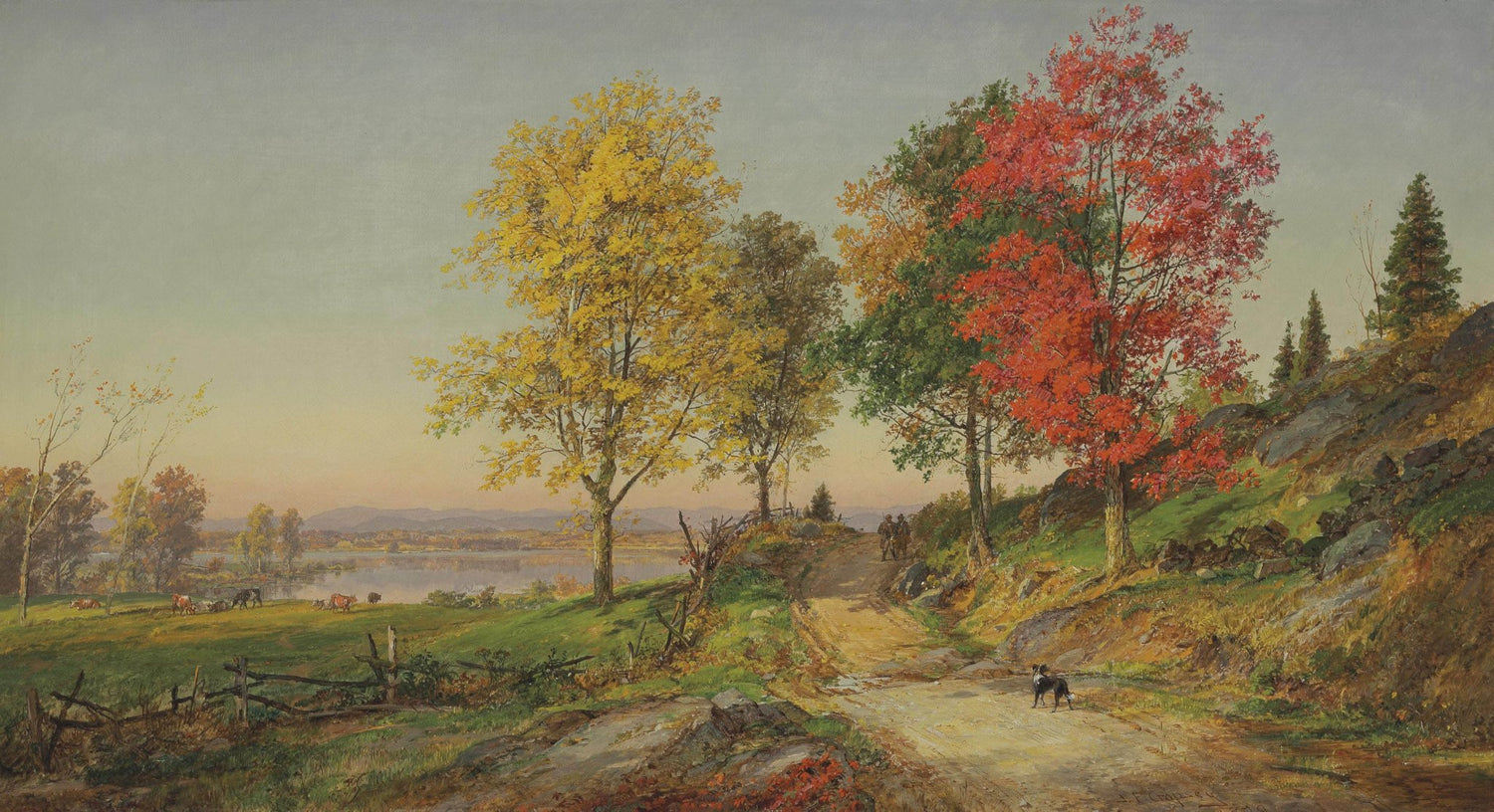 Landscape Oil Painting - Autumn Country Road with Colorful Trees - Oil Painting Haven