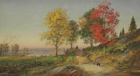 Landscape Oil Painting - Autumn Country Road with Colorful Trees - Oil Painting Haven