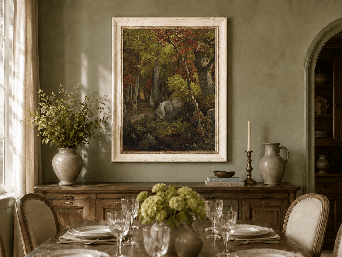 Ölgemälde Landschaft – Herbstwald, Feldweg & Mischfarben