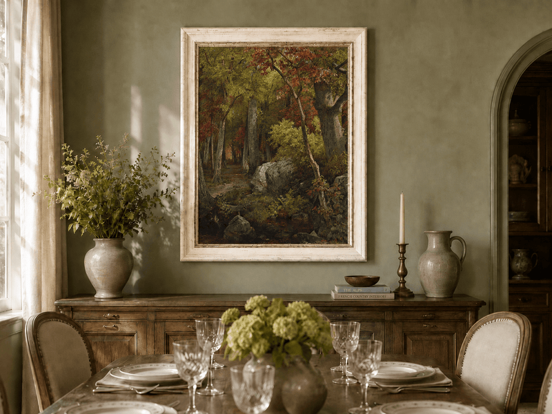 Ölgemälde Landschaft – Herbstwald, Feldweg & Mischfarben